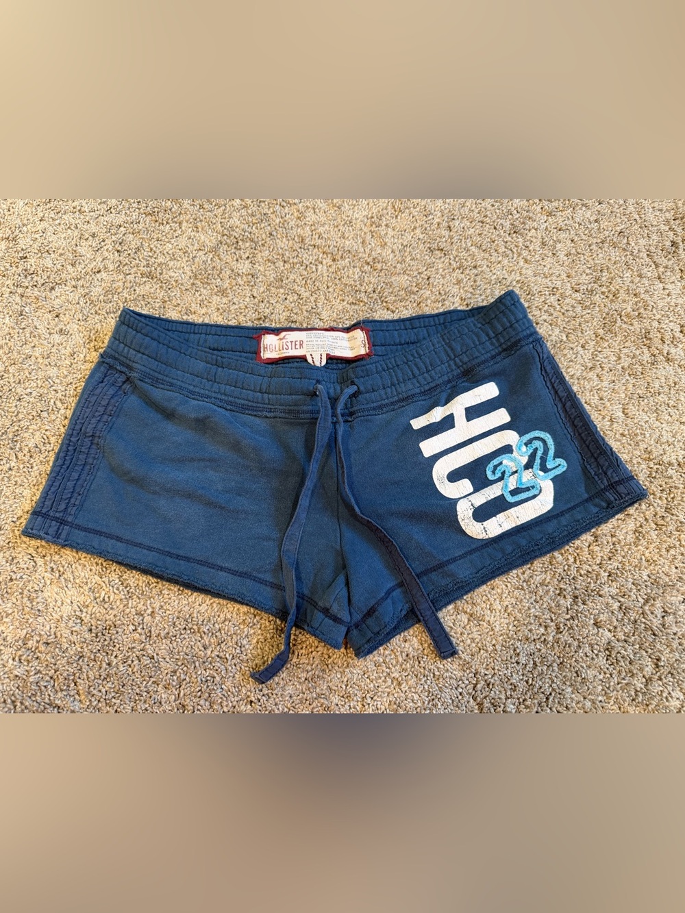 Hollister Y2K Navy Blue Logo Drawstring Lounge Shorts